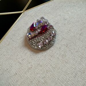Elegant Silver and Red Brooch